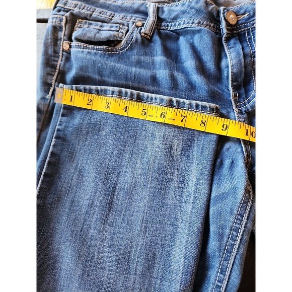 WOMENS 17/18 MED WASH HYDRAULIC JEANS MID RISE BOOT CUT STUDDED POCKET FLEX - Picture 9 of 11